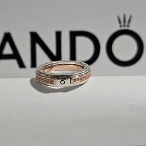 Pandora Signature Two-tone Logo & Pavé Ring